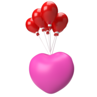 de rosa hjärta och röd ballong png bild