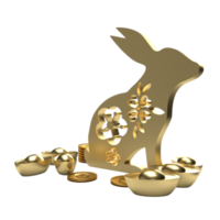 le lapin d'or et l'image png de l'argent chinois