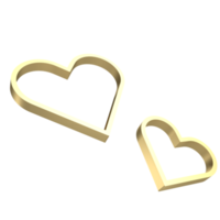 Gold heart png image for love concept