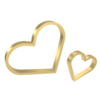 Gold heart png image for love concept