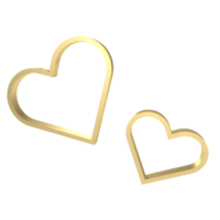 Gold heart png image for love concept
