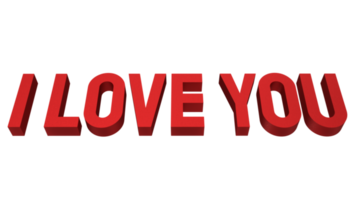 Red I love you text png image