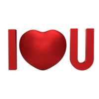 Red I love you text png image