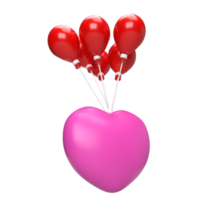 o coração rosa e o balão vermelho png