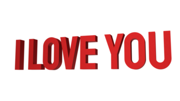 Red I love you text png image