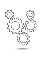 icône d'engrenage, symbole de ligne mince de paramètres d'engrenage, roue dentée png