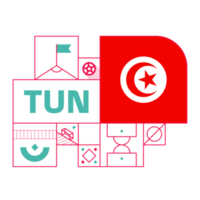 tunisia flag for 2022 football cup tournament. isolated National team flag with geometric elements for 2022 soccer or football Vector illustration png