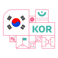 bandera de la república de corea para el torneo de copa de fútbol 2022. bandera del equipo nacional aislada con elementos geométricos para la ilustración de vector de fútbol o fútbol 2022 png