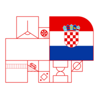bandera de croacia para el torneo de copa de fútbol 2022. bandera del equipo nacional aislada con elementos geométricos para la ilustración de vector de fútbol o fútbol 2022 png