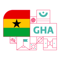 ghana flag for 2022 football cup tournament. isolated National team flag with geometric elements for 2022 soccer or football Vector illustration png