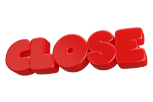 close 3d word text png