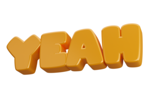 yeah 3d word text png