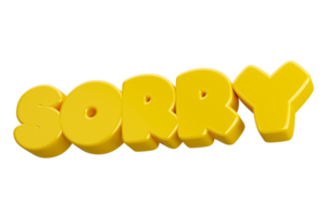 sorry 3d word text png