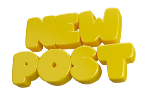 new post 3d word text png