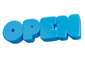 open 3d word text png
