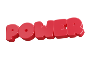 power 3d word text png