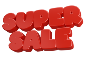 super sale 3d word text png