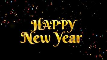 Happy New Year Text Animation, Inscription on Black Screen suitable for year-end holidays, family vacations, new year content video
