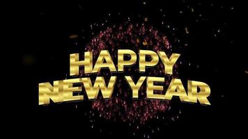 Lycklig ny år text animation, inskrift på svart skärm lämplig för årsslut högtider, familj semester, ny år innehåll video