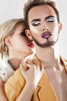 Sensuality couple in love. Both with nice makeup photo