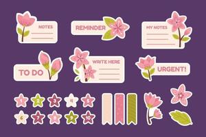 Peach Blossom Stickers for Journal or Note Label vector