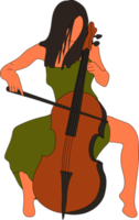 la niña toca el violonchelo. mujer joven. violonchelo. png