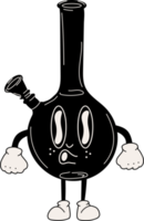 Black and white Bong, glass jar. Cartoon mascot character. Medical cannabis, weed, marijuana character concept png