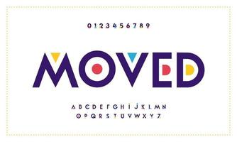 Moved modern abstract digital alphabet font. Minimal technology typography, Creative urban sport fashion futuristic font numbers vector