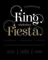 King fiesta luxury elegant alphabet letters and numbers. Elegant typography classic serif font decorative vintage retro. vector