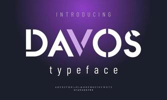 Davos creative urban sport fashion futuristic font numbers. Modern abstract digital alphabet font. Minimal technology typography. vector