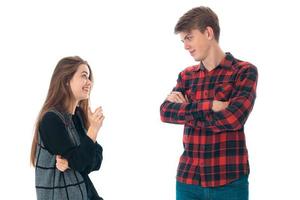 stylish couple in love in studio photo