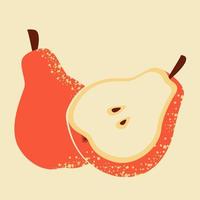 Abstract pears modern illustration. Ripe fruit, juicy organic food abstract drawing isolated on soft beige background. Stock vector illustration, eps 10. Vitamin juice ingredient