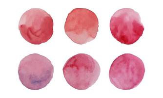 Red Watercolor circles for design. Watercolor spots set. Vector illustration