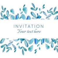 Herbal minimalist vector frame. Watercolor Hand painted brancheson a white background. Greenery wedding simple invitation template. Watercolor style card. All elements are isolated and editable