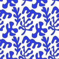 Seamless vector pattern with abstract matisse style shapes. Hand drawn cutout silhouettes of branches, blobs, corals. Contemporary doodle art background