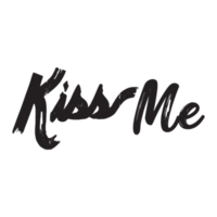 Kiss me typography isolated on png transparent background