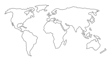 contour de la carte du monde isolé sur fond transparent png