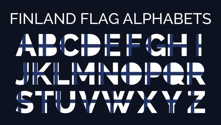 Finland Flag Alphabets Letters A to Z Creative Design Logos