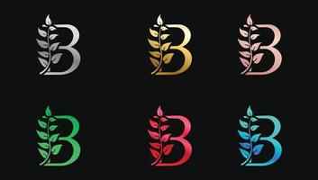 letra decorativa b en colores metálicos nombre plantilla de diseño de logotipo moderno inicial vector