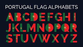 bandera de portugal alfabetos letras de la a a la z diseño creativo logotipos vector