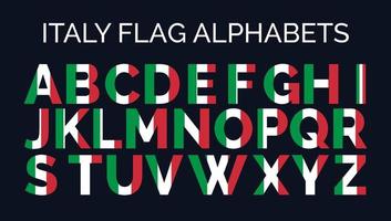 italia bandera alfabetos letras a a z diseño creativo logos vector