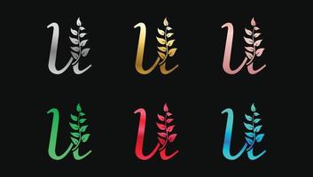 Decorative letter U in Metallic Colors name initial modern logo design template vector