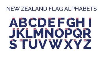 nueva zelanda bandera alfabetos letras a a z diseño creativo logos vector