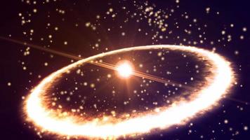 Explosión de galaxias, estrellas planetarias con chispas de onda expansiva de fuego y expulsión de anillos de energía de resplandor de plasma en el espacio abierto. fondo abstracto. salvapantallas, video en 4k