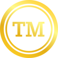 Copyright and registered trademark icon in golden colors. Trademark right license and intellectual property sign. png