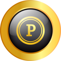 Copyright and registered trademark icon in golden colors. Trademark right license and intellectual property sign. png