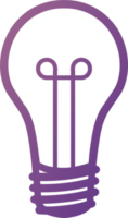 Ideenlampensymbol in Verlaufsfarbe. Glühbirnensymbol im linearen Stil. png