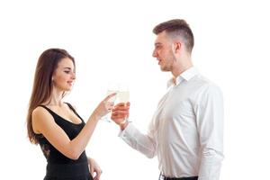 beautiful elegant couple drinking champagne photo