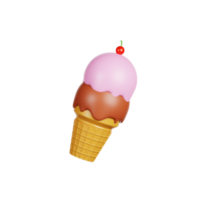 ilustración 3d de cono de helado png