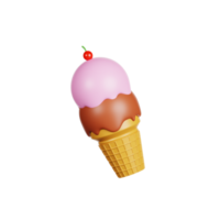 ilustración 3d de cono de helado png